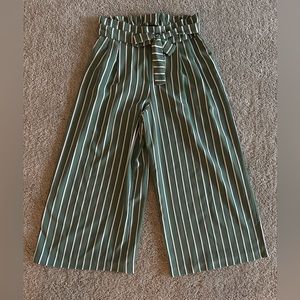Zara green and black stripe culottes